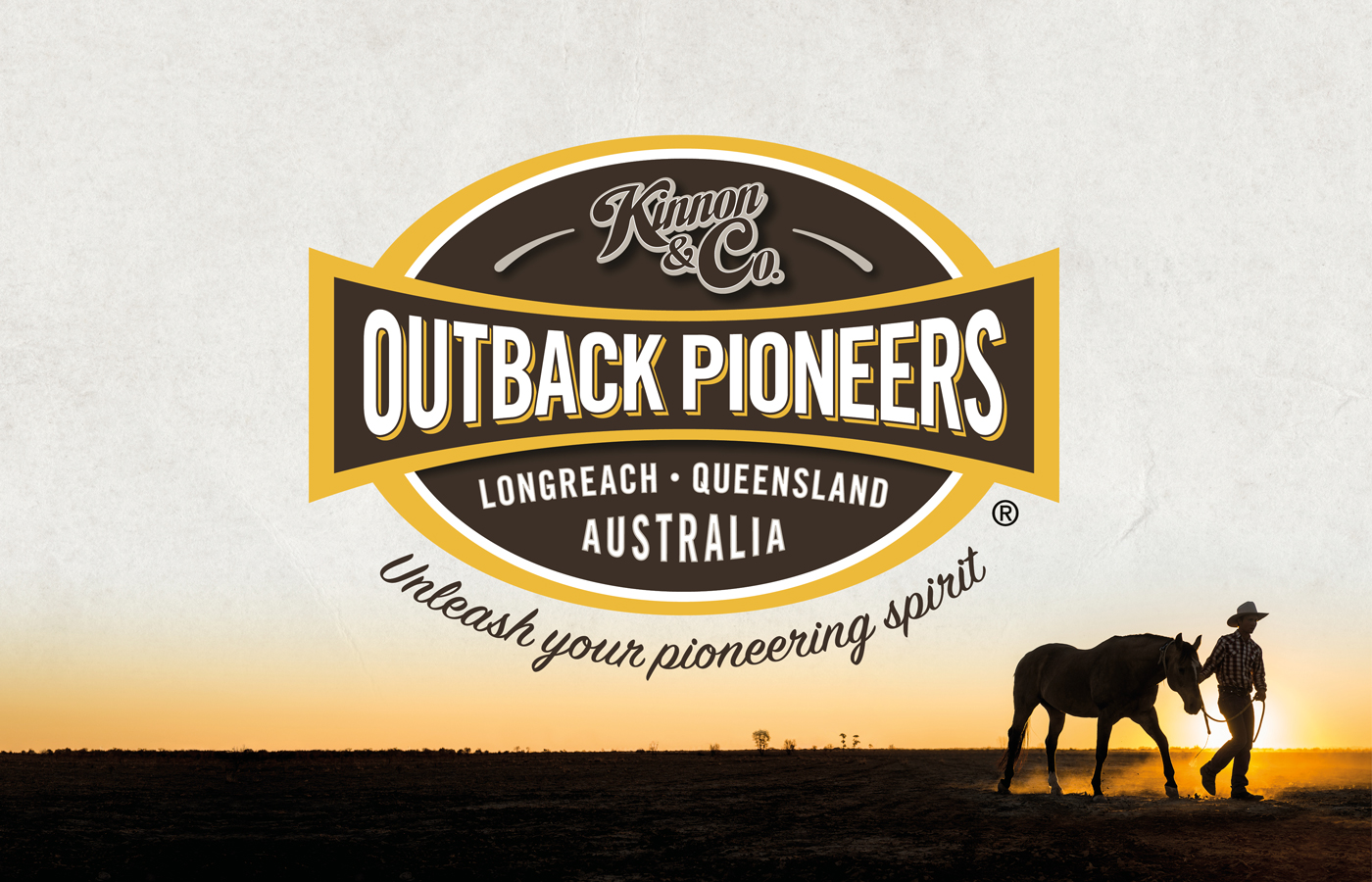 Outback Pioneers gift voucher design showing a horse and rider walking in the sunset