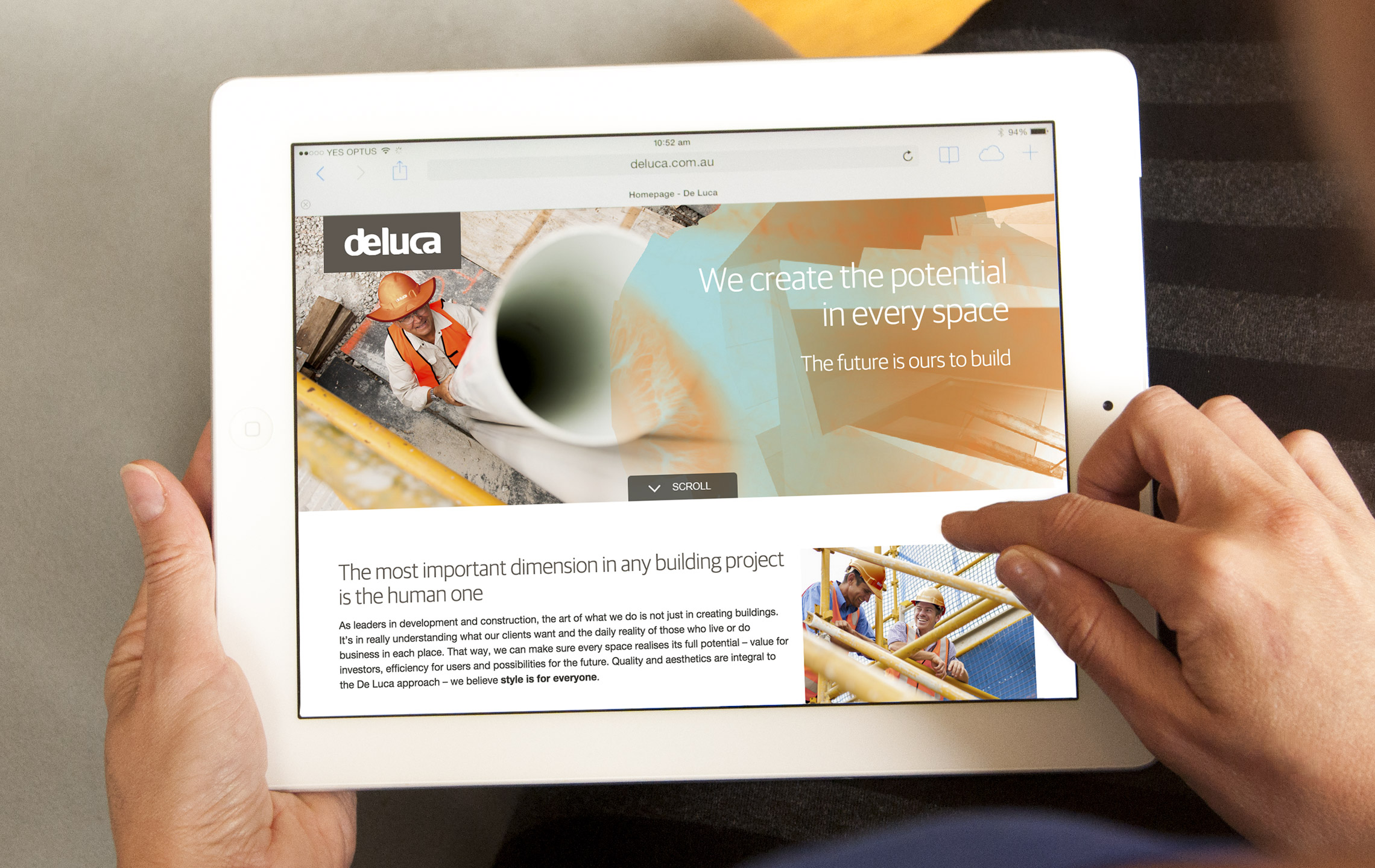 De Luca website on iPad
