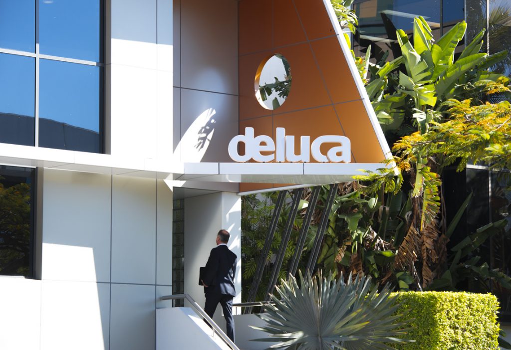 De Luca office entrance sign