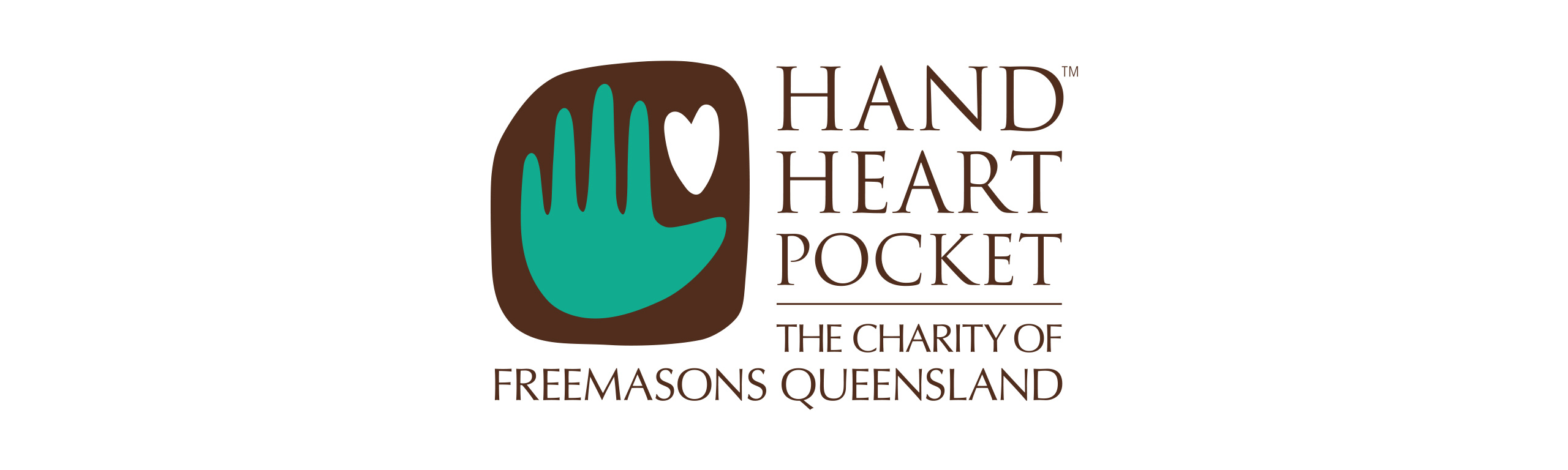 Hand Heart Pocket The Charity of Freemasons Queensland logo brand mark design