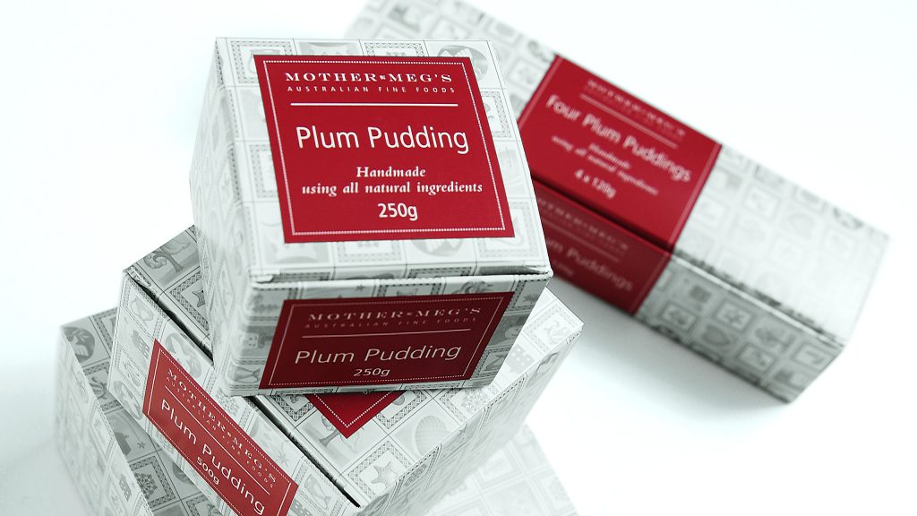 Mother Meg's Plum Pudding festive season packaging design