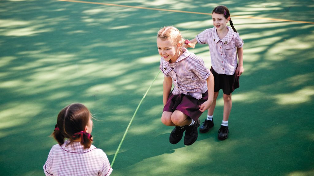 Moreton Bay College students skipping
