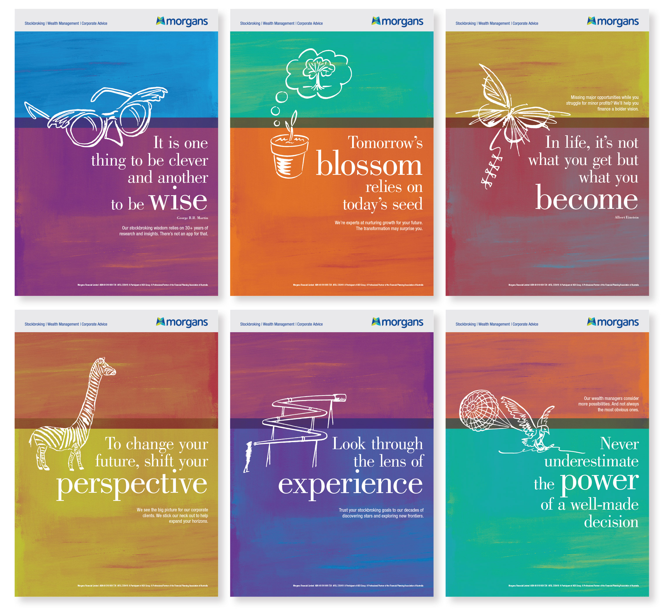 Morgans messaging brochure covers and posters