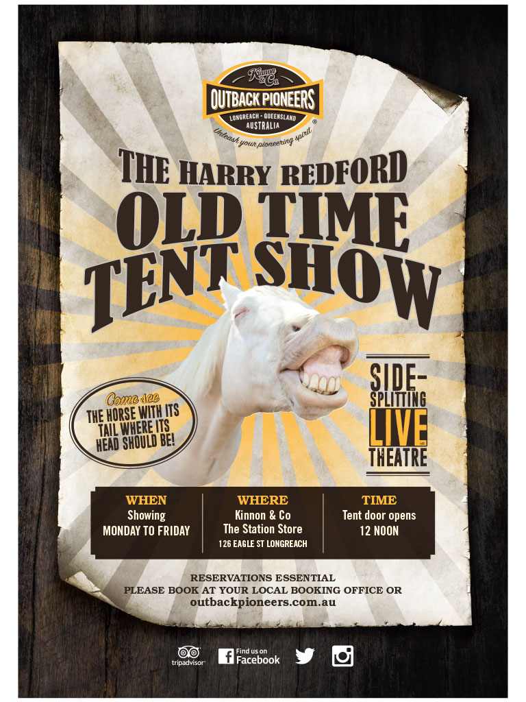 Outback Pioneers The Harry Redford Old Time Tent Show poster design