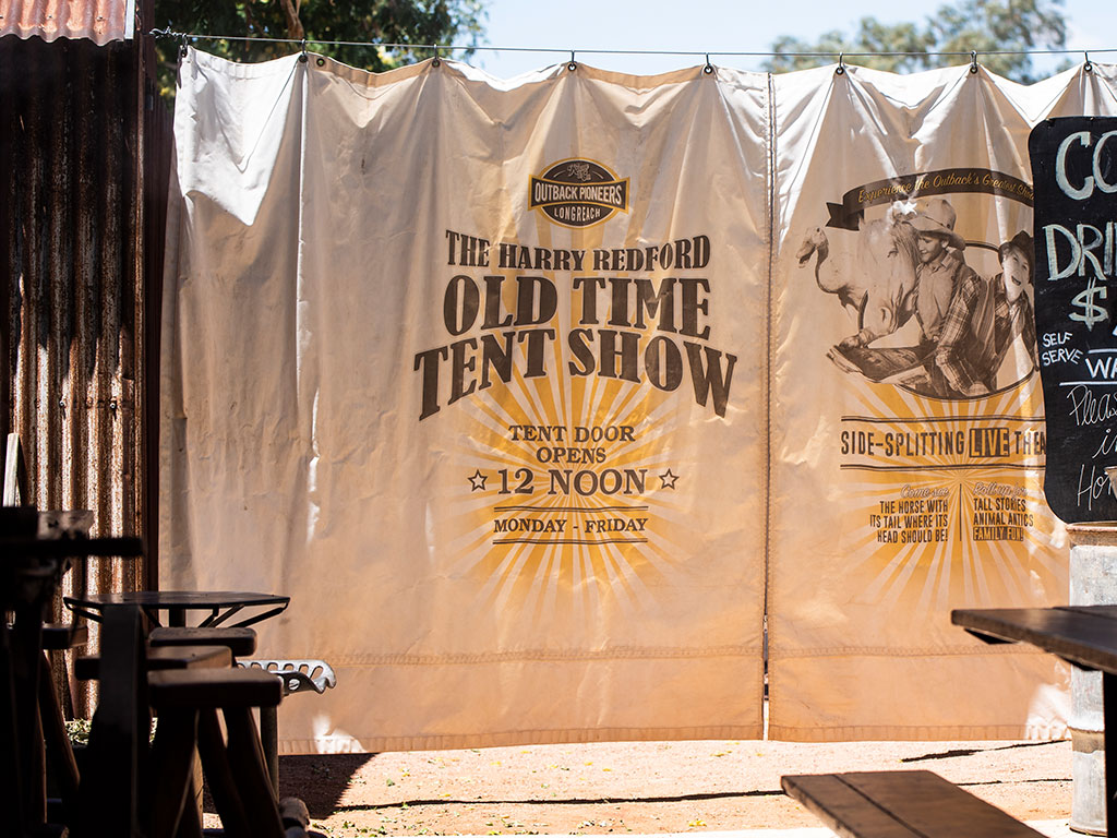 Outback Pioneers The Harry Redford Old Time Tent Show curtain design
