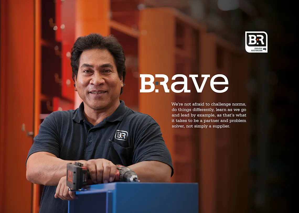 B&R Enclosures brand language Brave poster