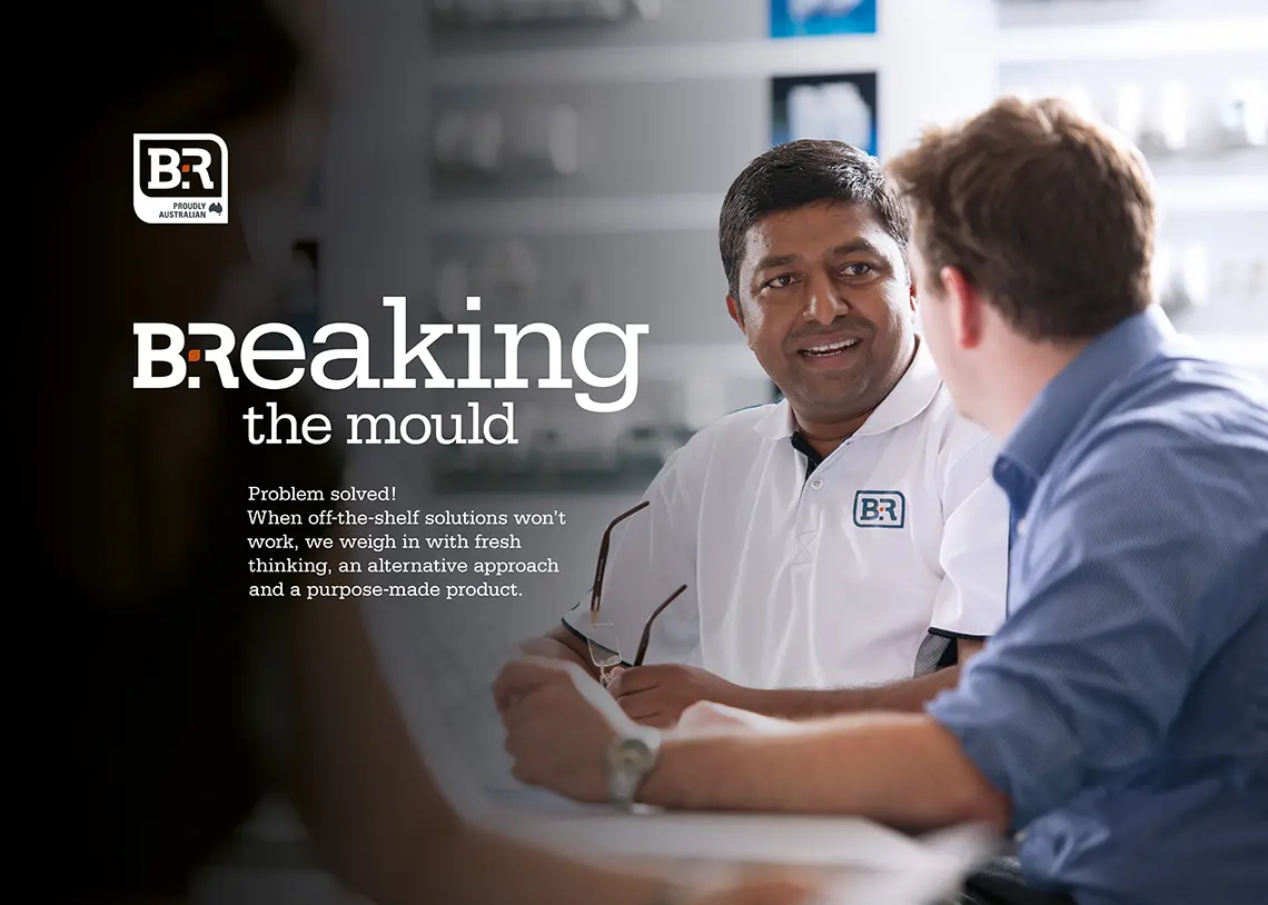 B&R Enclosures brand language Breaking the Mould poster