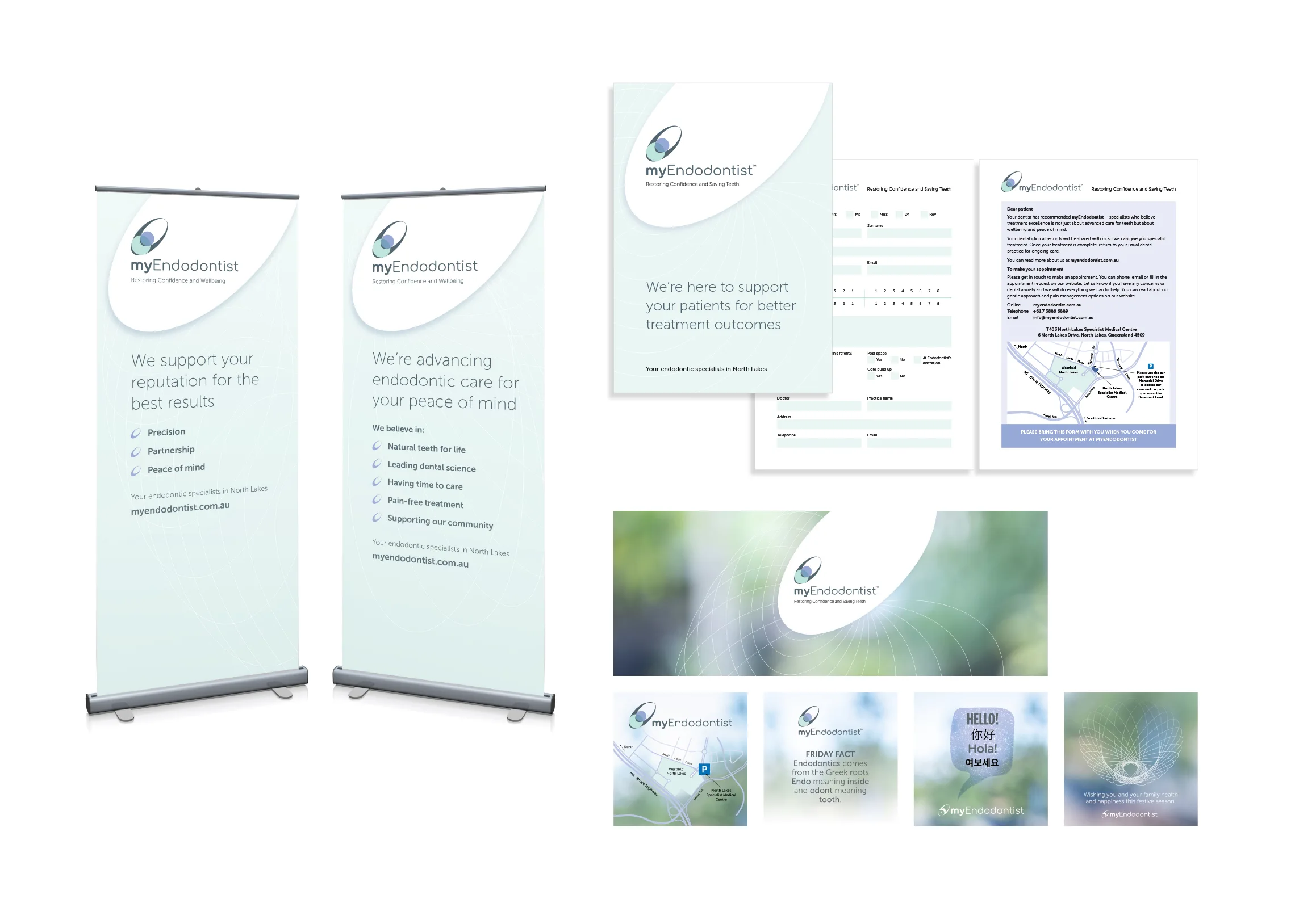 myEndodontist display, print and digital marketing materials